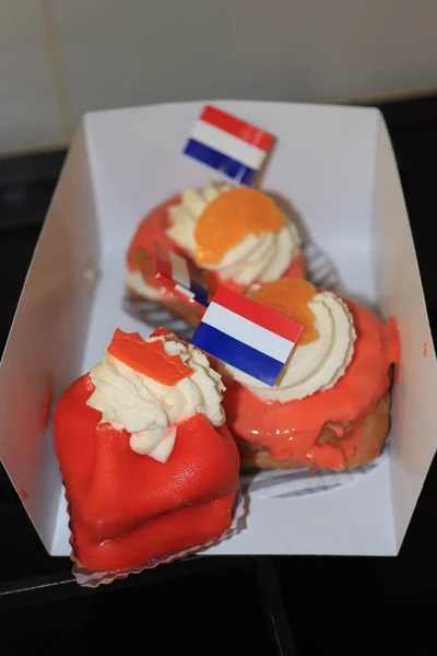 Oranje Snoepgoed Koningsdag Vieren April Oranje Nationale Kleur Nederland — Stockfoto