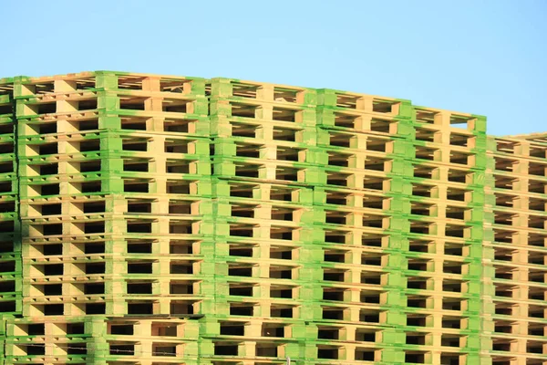 Pallet Legno Impilati Magazzino Pallet — Foto Stock