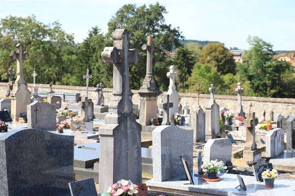 Przegląd Starego Cmentarza Saone Loire Francja — Zdjęcie stockowe