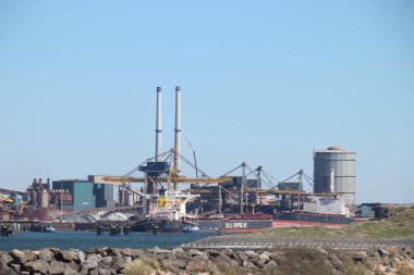 IJmuiden, The Netherlands - April 20th, 2022: Tata Steel industry formerly known as Corus and Hoogovens