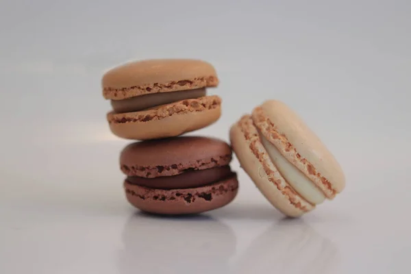 Macarons Different Shades Brown Chocolate Mocca Coffee Flavour — Fotografia de Stock