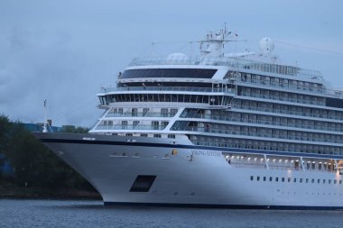 IJmuiden, the Netherlands - April, 28th 2022: Viking Jupiter operated by Viking Cruises in North Sea Canal.