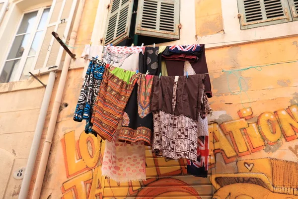 Marseille France September 25Th 2019 Laundry Marseille Various Sorts Clothing — стокове фото