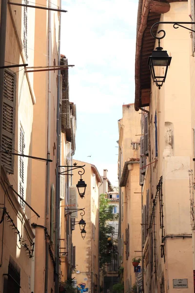 Marseille Francie Září 2019 Ulice Marseille Omítnuté Fasády Tradičních Provensálských — Stock fotografie