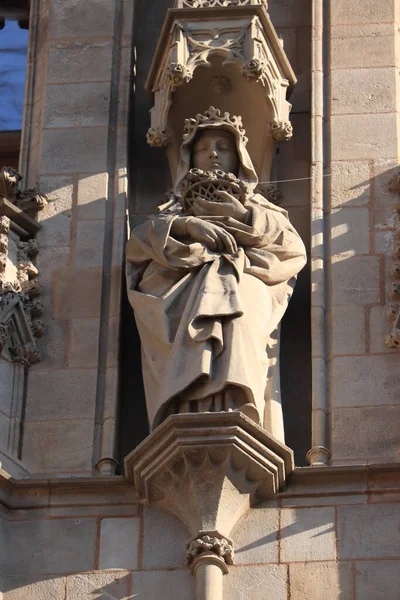 Barcelona Španělsko Září 2019 Gotická Katedrála Barcelona Detail Hlavního Vchodu — Stock fotografie