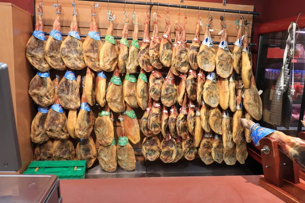 Barcelona Spain September 28Th 2019 Serrano Hams Supermarket Big Ham — Foto Stock