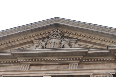 Barcelona, İspanya - 28 Eylül 2019: Montjuic tepesinde yer alan Palau Nacional 'da Museu Nacional Art. Ön cephenin ayrıntıları