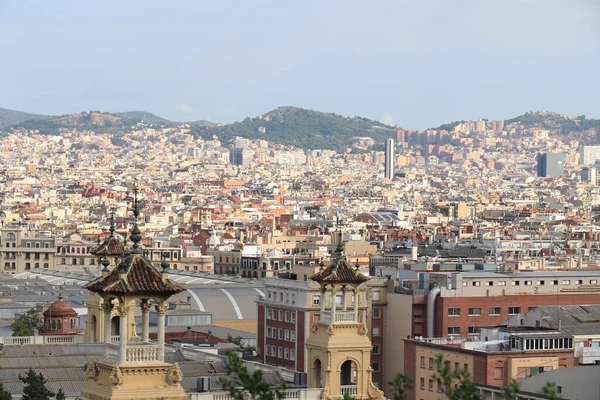 バルセロナ スペイン 2019年9月28日 モンジュイックの丘に位置するムセウ国立美術館から見たバルセロナ広場 エスパーナの景色 — ストック写真