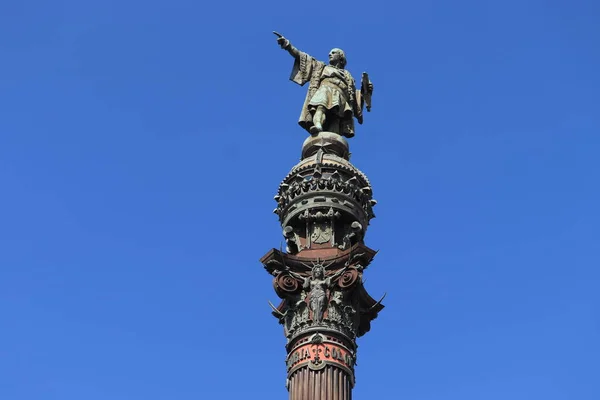 Barcelona Španělsko Září 2019 Památník Kryštofa Kolumba Poblíž Rambla Barceloně — Stock fotografie