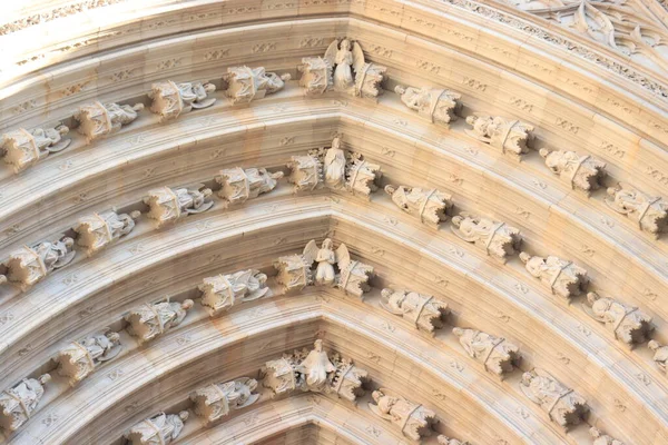 Barcelona Spanien September 2019 Gotische Kathedrale Barcelona Detail Des Haupteingangs — Stockfoto