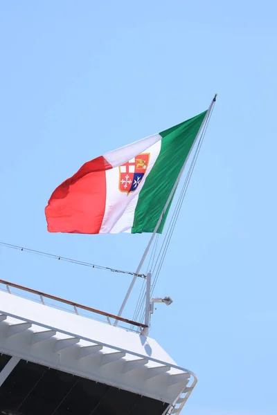 Civil Naval Flag Italy Maritime Flag Used Italian Commercial Ships — Stock Photo, Image