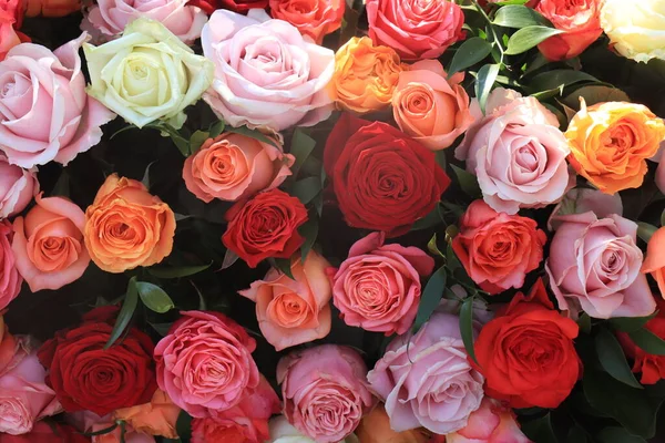 Hochzeitsblumen Rosen Verschiedenen Leuchtenden Farben — Stockfoto