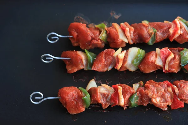 Vários Tipos Carne Alfinetes Grelha — Fotografia de Stock