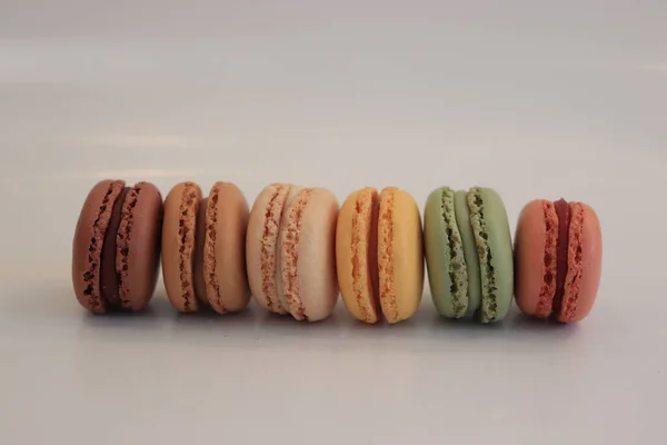 Macarons Different Colors Flavors Row — Fotografia de Stock