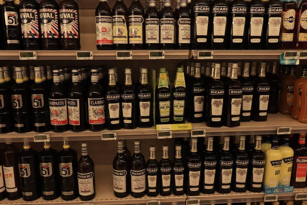 Bourbon Lancy Francie Září 2021 Různé Značky Pastis Supermarktu Pastis — Stock fotografie