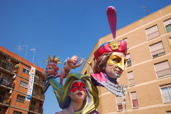 Fallas - die bunten lustigen Figuren — Stockfoto