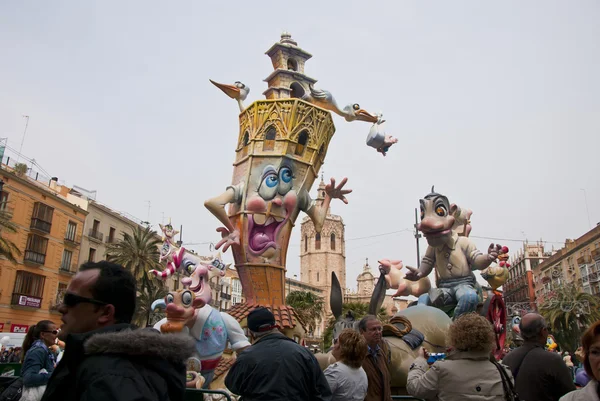 Typické falla fallas večírku na valencia — Stock fotografie