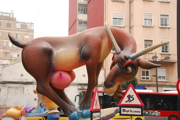 Valencia fallas festival, handgemaakte standbeeld cartoon — Stok fotoğraf