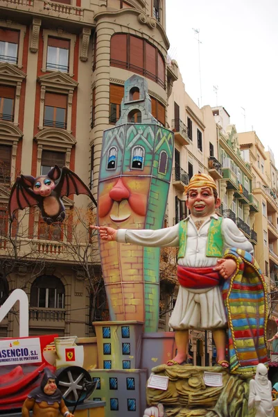 Fallas tipici - figure divertenti colorate, Valencia — Foto Stock
