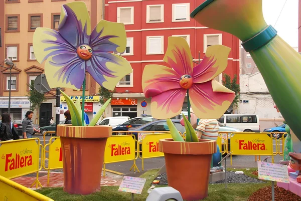 Fallas Valencia, paper mache popular fest figures. — Stock Photo, Image