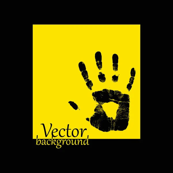 Abstract hand print on a yellow background — Stock Vector