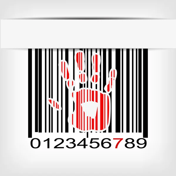 Imagem de código de barras com faixa vermelha — Vetor de Stock