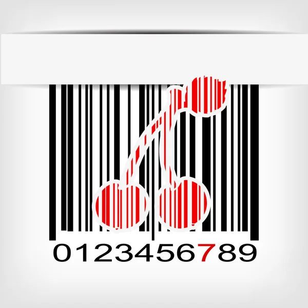 Imagen de código de barras con tira roja — Vector de stock