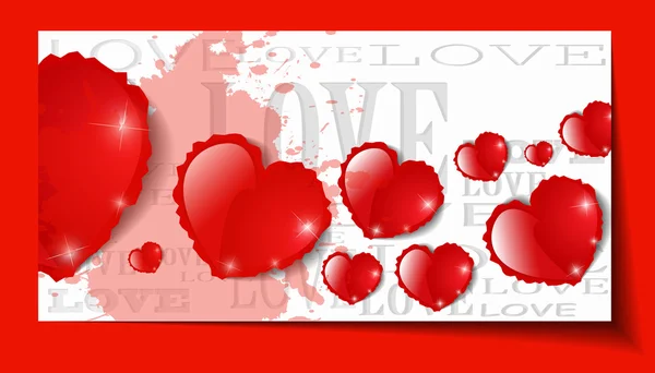 Heart from paper Valentines day card grunge background — Stock Vector