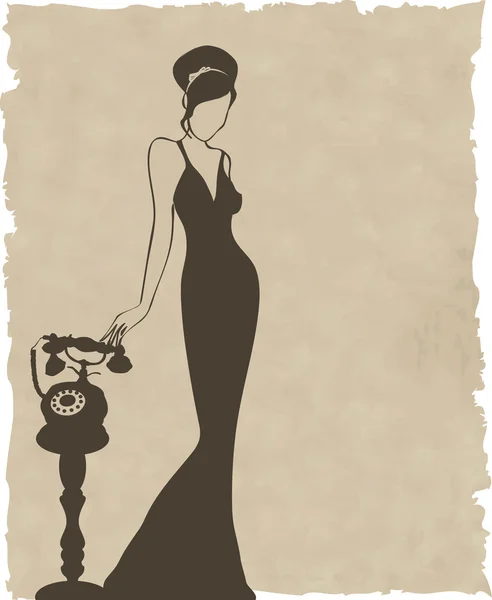 Vector vintage retro woman silhouette background — стоковый вектор