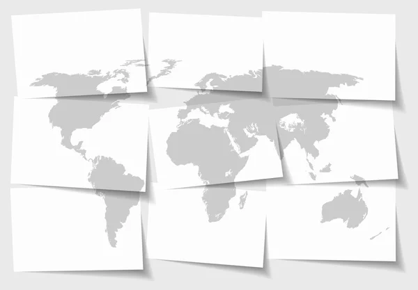 Аннотация World map concept of separated note papers background - vector illustration — стоковый вектор