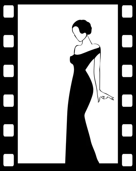 Le Vector vintage rétro femme silhouette fond — Image vectorielle