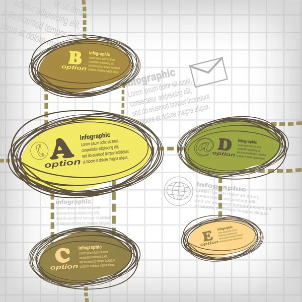 Lo schizzo di sfondo infografico su carta — Vettoriale Stock