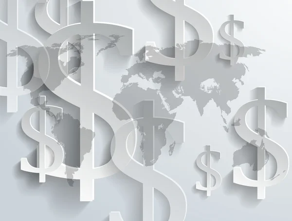 Arka planını Doları sembolü Dünya Haritası — Stok Vektör