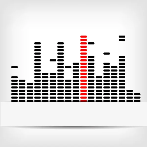 Monochromer digitaler Equalizer-Hintergrund mit rotem Streifen — Stockvektor