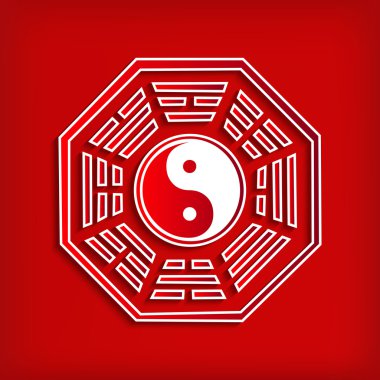 Chinese Bagua symbol on red clipart