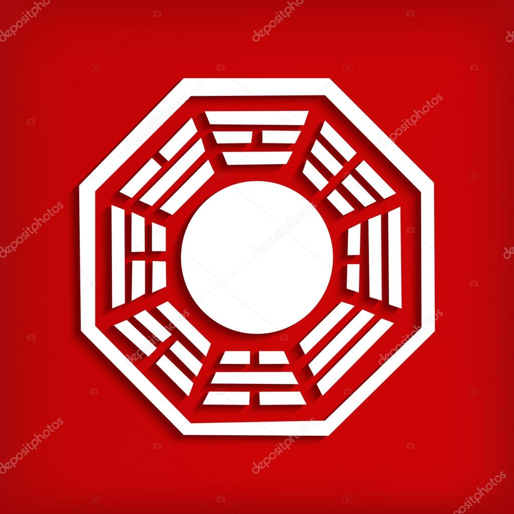 Chinese Bagua symbol on red