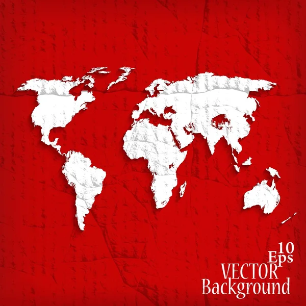 Abstract background with world map on red - vector illustration — Stock Vector