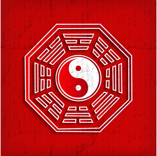 Símbolo chinês Bagua em vermelho - ilustração vetorial — Vetor de Stock