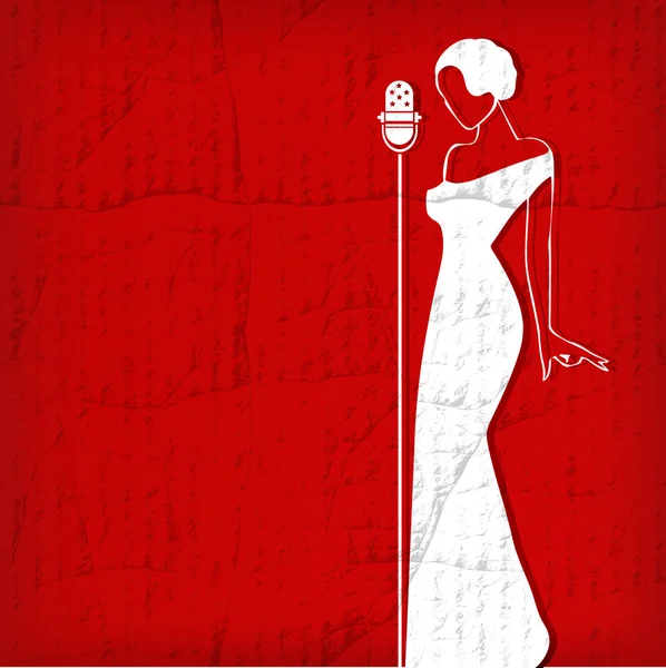 Αφηρημένη ρετρό κορίτσι στο κόκκινο - εικονογράφηση φορέας — Διανυσματικό Αρχείο