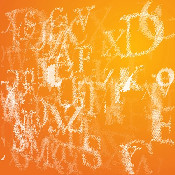 Abstraktes Alphabet auf orangefarbenem Hintergrund Skizze - Vektorillustration — Stockvektor