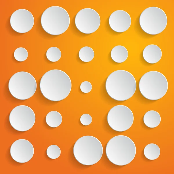 Белые круги на оранжевом фоне - векторная иллюстрация — стоковый вектор
