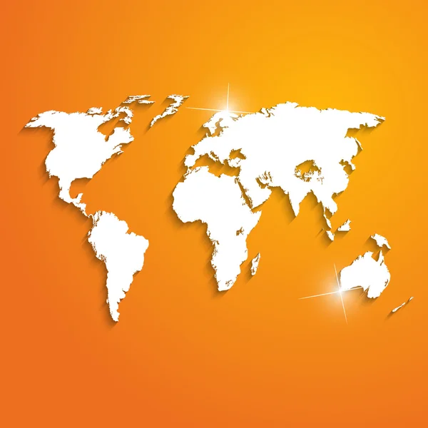 Abstract background with world map on orange - vector illustration — Stock Vector