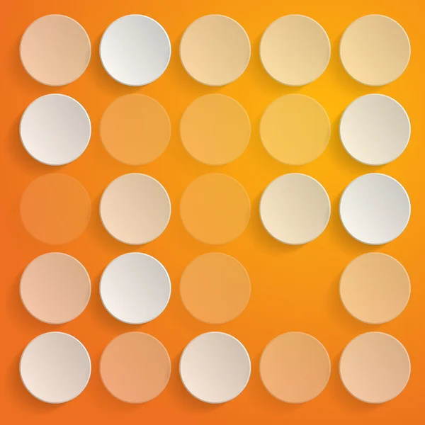 Círculos blancos sobre fondo naranja - ilustración vectorial — Vector de stock