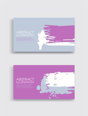 Beyaz arka planda pembe beyaz gri mürekkep fırça darbesi kartı. Japon tarzı. Grunge lekelerinin vektör illüstrasyonu