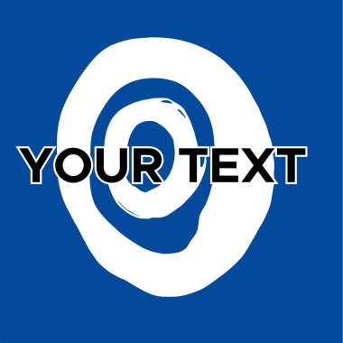Mavi 'de vektör yuvarlak şekli. Beyaz Daire Damgası. Simge, Logo, Sancak Tasarımı. Yuvarlak Fırça Soyut Vuruşu .