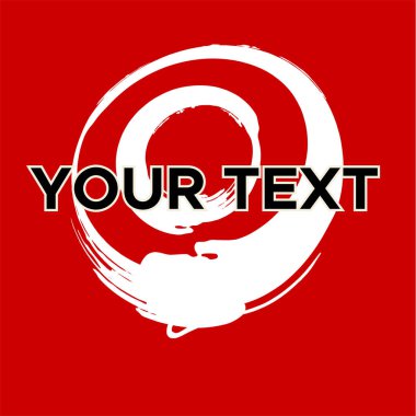 Kırmızı 'da Vektör Yuvarlak Şekli. Beyaz Daire Damgası. Simge, Logo, Sancak Tasarımı. Yuvarlak Fırça Soyut Vuruşu .