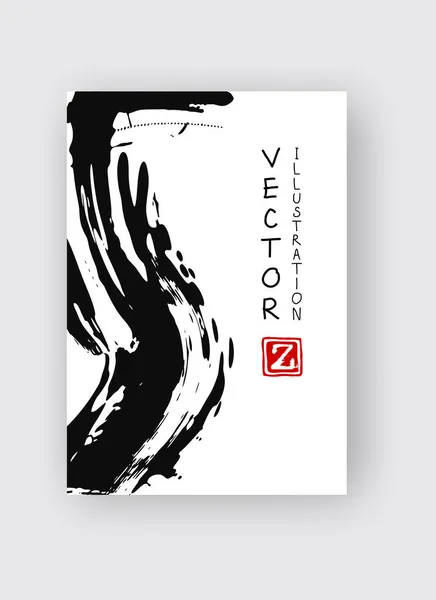 Pozadí Tahu Rukopisu Japonský Styl Vektorová Ilustrace Skvrn Grunge Strip — Stockový vektor