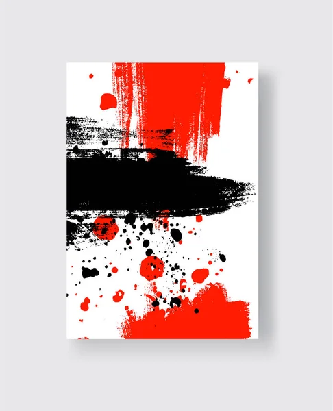 Чорно Червоне Чорнило Білому Тлі Японський Стиль Візуальне Зображення Плям — стоковий вектор