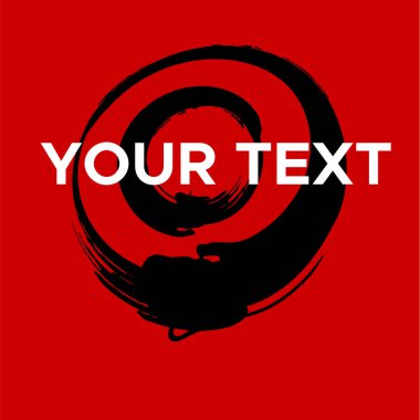 Kırmızı 'da Vektör Yuvarlak Şekli. Siyah Çember Damgası. Simge, Logo, Sancak Tasarımı. Yuvarlak Fırça Soyut Vuruşu .