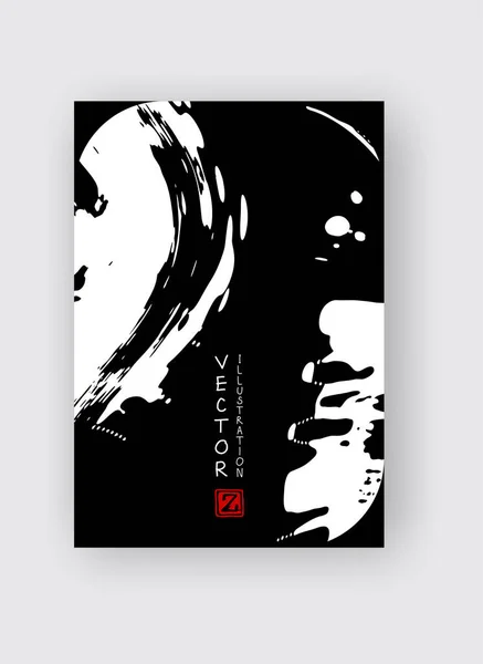 Tinta Ecset Stroke Háttér Japán Stílus Grunge Csíkfoltok Vektoros Illusztrációja — Stock Vector